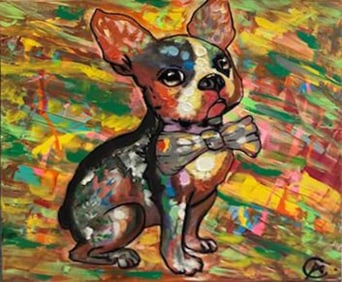 Puppy's Picture Day Original on canvas by Art Chorny
