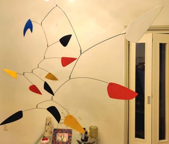 Very Large Vintage Marcel Duchamps Inspired Mobile 60"x41'' “Large Vintage Ceiling Mobile:
