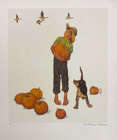 Norman Rockwell Limited Edition Lithograph Enclore Edition signature on Autumn Harvest Artist Proof