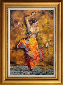 Arina Hand Embellished Limited Edition on canvas Spanish Dancer in Yellow