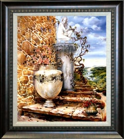 Hand embellished oil on canvas by Arina