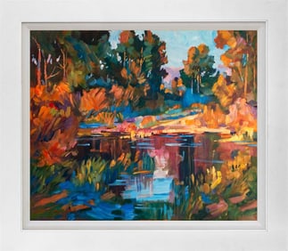 Temecula Fishing Pond Hand embellished Limited Edition on canvas David Lloyd Glover