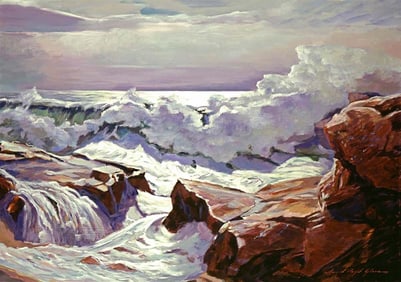 Roar of the Surf Original Mixed Media on canvas David Lloyd Glover