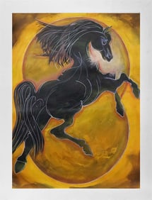 Original Mixed Media on canvas 40x30 image size Gaylord Soli Horse Suite