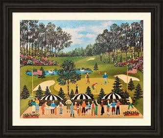 Jane Wooster Scott Limited Edition on canvas View from the 18th hole Golf