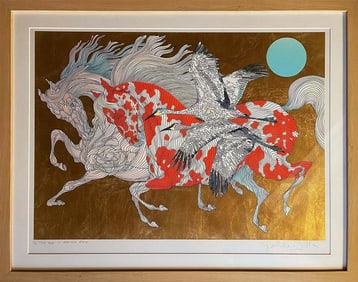 It Takes Two Guillaum Azoulay Limited Edition colored gold leaf etching Hand signed and numbered