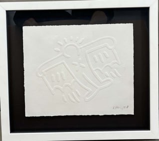Keith Haring Flying Devil embossed engraving 1988