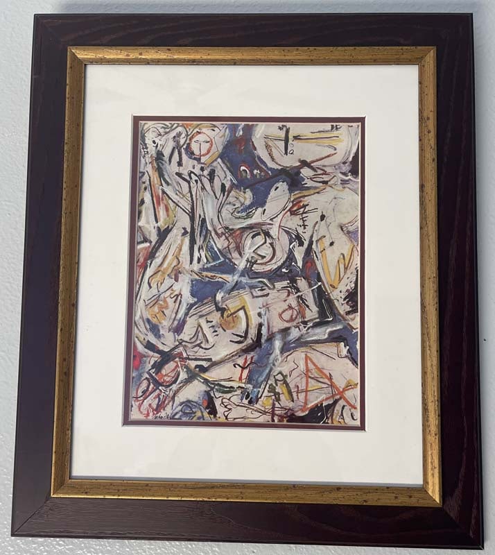 Jackson Pollock Color Plate Lithograph: Jackson Pollock color plate lithograph Approx 24x20 inches custom framed and includes certificate.