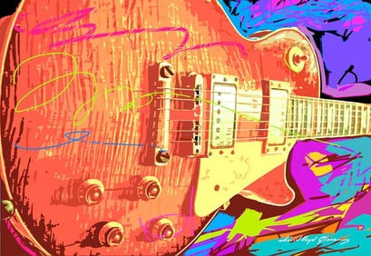 Les Paul Sunburst FA Mixed Media Original on canvas by David Lloyd Glover
