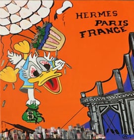 Daffy Got Caught in Paris! Original on canvas by Art Chorny