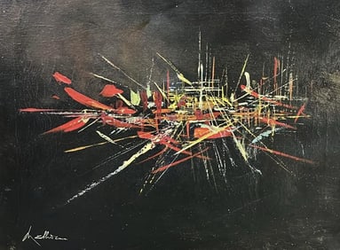 Ilegible signature Title: Abstract ( 1960-70) Oil on canvas