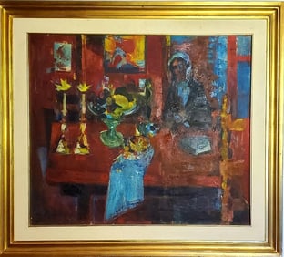 Old Painting Zoma Baitler, Interior Scene. Technique: oil on canvas.