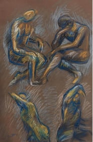 Mark Gertler Study of Nude Men Pastel on paper