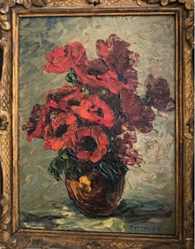 Andre Cottavoz 1922-2012 Vase of Flowers oil on wood