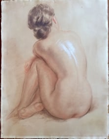 Herbert Draper 1864-1920 original Pastel on paper Nude Woman