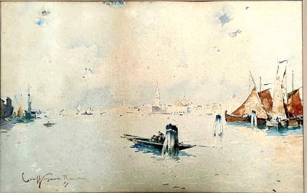 Aurelio Craffonara PAINTING WATERCOLOR AURELIO CRAFFONARA GALLARATE 1875, GENOVA 1945