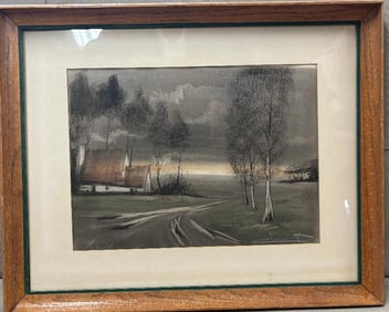 Vintage original pastel painting.