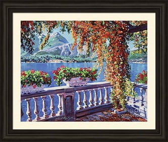 Summer at Lake Como Original mixed media on canvas by David Lloyd Glover