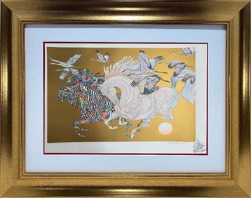 Guillaume Azoulay original etching colored with gold leaf embossed