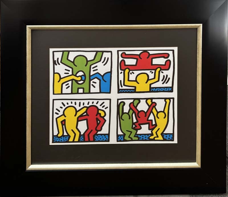 Keith Haring Lithograph from 1984: Keith Haring Lithograph from 1984. Approx 15x11 inches image size and 22x20 inches custom frame. Includes certificate.