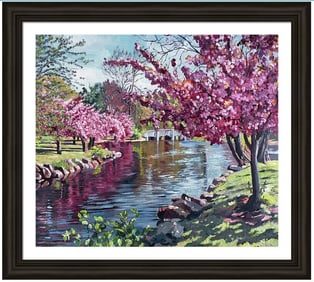 The Tree Blossom Reflections Original mixed media on canvas by David Lloyd Glover