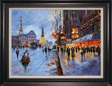 Limited Edition Hand embellished canvas Michael Schofield Paris