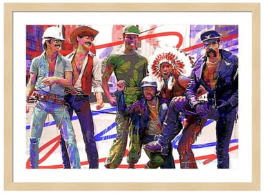 Village People Original mixed media on canvas by David Lloyd Glover