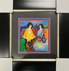 Tarkay original mixed media on wood.