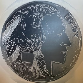 Andy Warhol Screenprint Indian Head Nickel 1986 from the Cowboys and Indians Suite Serigraph