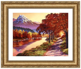 The River Runs Gold Original mixed media on canvas by David Lloyd Glover