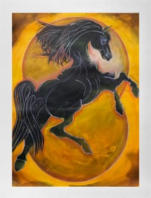 Original Mixed Media on canvas 40x30 image size Gaylord Soli Horse Suite