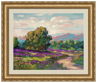 Purple Hills Of California Original mixed media on canvas by David Lloyd Glover