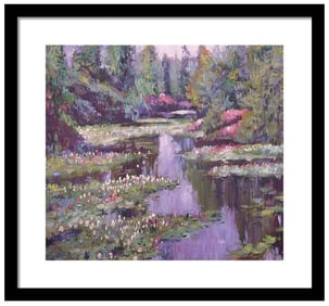 Nympheas Reflection Original mixed media on canvas by David Lloyd Glover