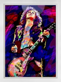Jimmy Page Les Paul Solo Original Mixed media on canvas by David Lloyd Glover