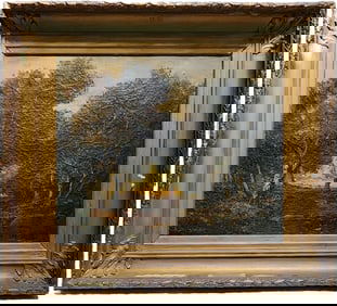 Eugene Bourgeois OLD PAINTING BY EUGENE BOURGEOIS PEASANT WOMAN IN THE FOREST