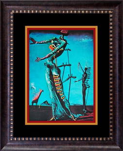 Salvador Dali Burning Giraffe Color Plate Lithograph: Salvador Dali Color Plate Lithograph. Approx 20x24 inches. Professionally framed. Includes certificate of authenticity.