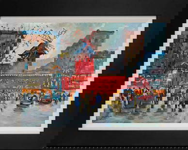 Michael Schofield hand embellished on canvas Moulin Rouge: Michael Schofield hand embellished acrylic and ink on canvas Hand signed by the artist Custom framed and Includes certificateApprox. 18x24 image size This work was purchased directly from the artist.