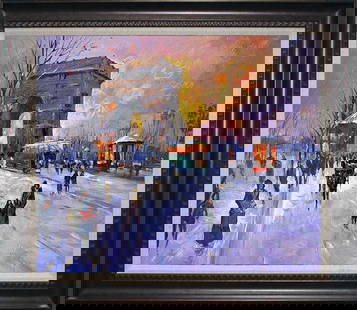 Winter Arch D'Triomphe Hand embellished on canvas by Michael Schofield: Michael Schofield Hand embellished on canvas 18 x 22 inches approx. Hand signed by the artist. Includes certificate of authenticity. This work was purchased directly from the artist.