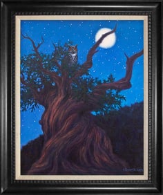 Robert Copple original oil on canvas. Starry nite
