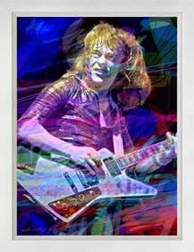 Rick Derringer Gibson Explorer Mixed media original on canvas by David Lloyd Glover
