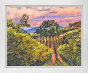 Evening Light Napa Vineyards Original mixed media on canvas by David Lloyd Glover