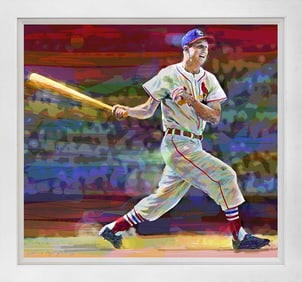 Stan the Man Musial Cardinals Hand embellished on canvas by David Lloyd Glover