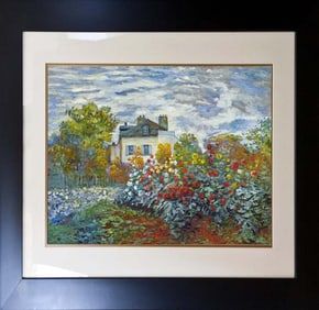 Garden at French Country House Original Mixed media on canvas by David Lloyd Glover