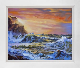 Stormy Sunset at Big Sur Limited Edition Hand embellished on canvas David Lloyd Glover