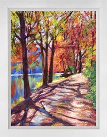 Walk along the Lake Original mixed media on canvas by David Lloyd Glover