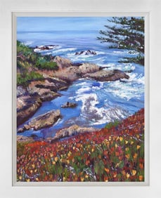 17 Mile Drive Ice Plants Original mixed media on canvas by David Lloyd Glover