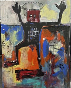 Original on canvas in the manner of Jean Michel Basquiat 1982