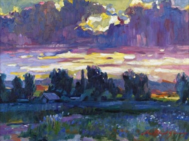 Late Afternoon Sky Original Mixed Media on canvas David Lloyd  Glover