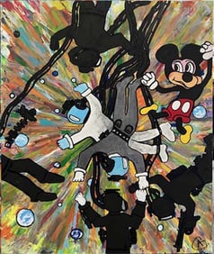 Original on canvas by Art Chorny Out of this World -  Mickey Mouse