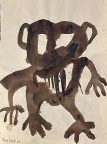 Van Vliet 1966 Title: Abstract Figure Watercolor on paper